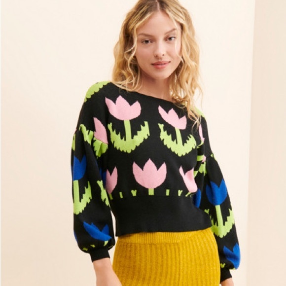 Free People Sweaters - Free People x Pastiche Floral Geometric Knit Sweater